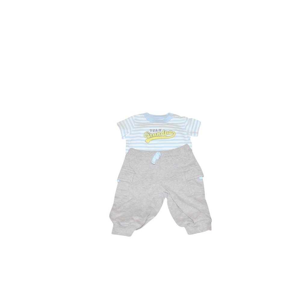 Carters Baby Essentials Boy 3 Month Bodysuit Pants Lot Blue Grey 4 Piece Set